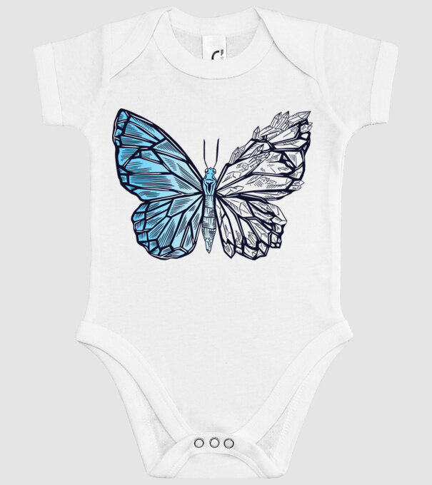 Fluture cristal model alb pe tricou
