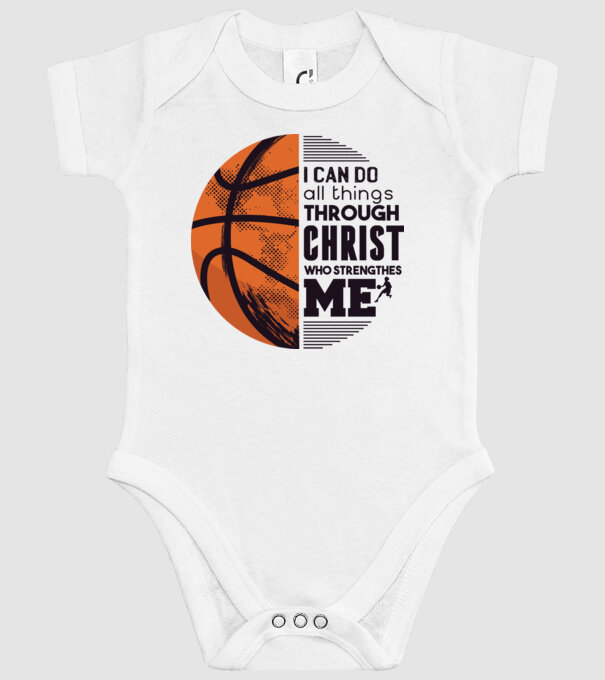 Cu ajutorul lui Hristos reușim Baschetbalist model alb pe tricou