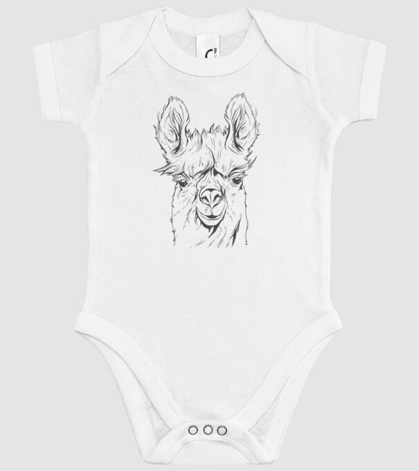 Cap de Lama model alb pe tricou
