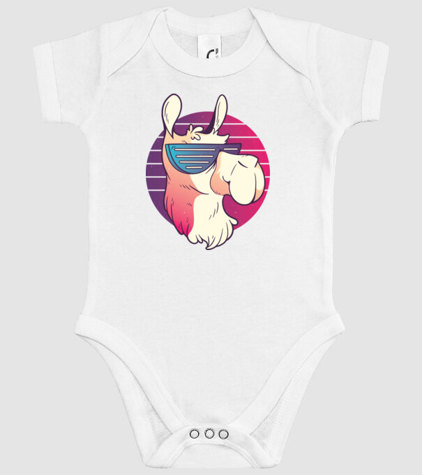 Llama ochelari de soare retro tricou model alb pe tricou