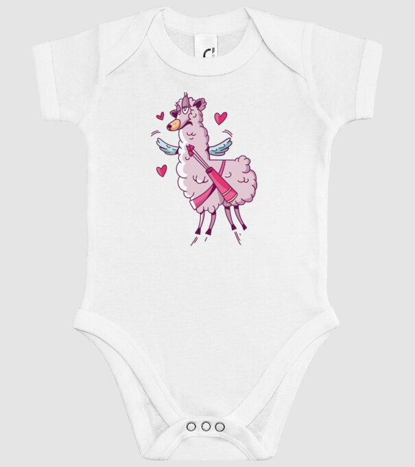 'Dragoste Llama pentru Valentine''s Day' model alb pe tricou