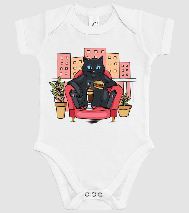 Pisică relaxându-se model alb pe tricou