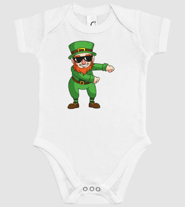 Leprechaun Floss DAB model alb pe tricou