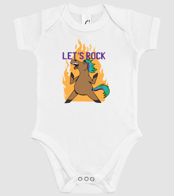 'Let''s Rock - Călăreț' model alb pe tricou