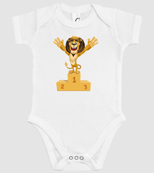lion champion model alb pe tricou