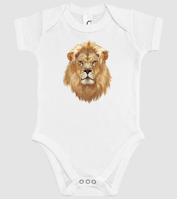 lion head paint model alb pe tricou