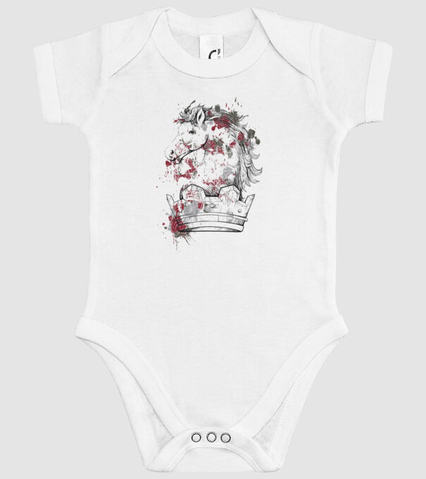 Coroană Cal - Șah model alb pe tricou