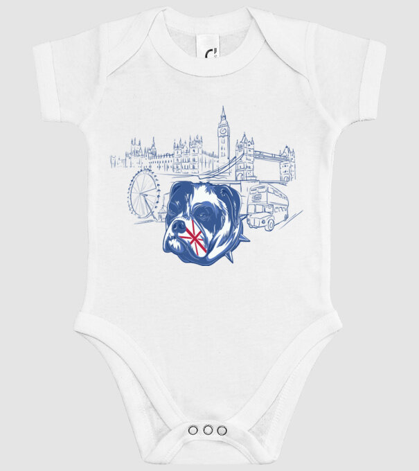 London Bulldog model alb pe tricou