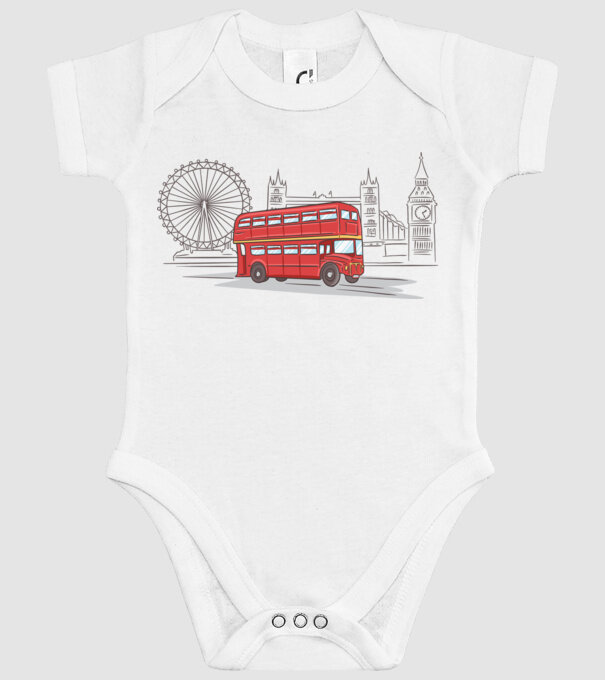 London Bus model alb pe tricou