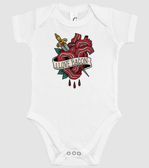 Love Bacon Tatuaj model alb pe tricou
