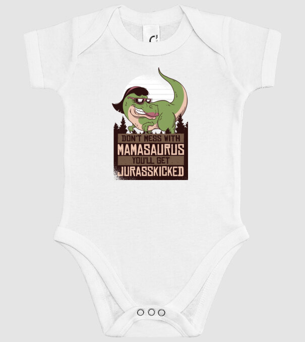 Mamasaurus tricou cu dinozaur model alb pe tricou