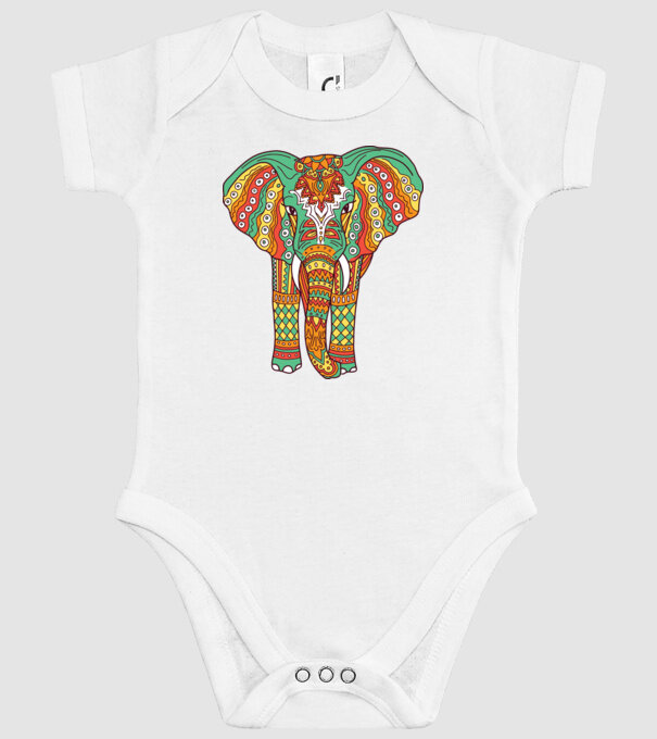 Mandala Elefant model alb pe tricou