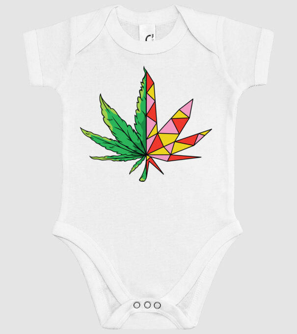 Frunză de marijuana model alb pe tricou