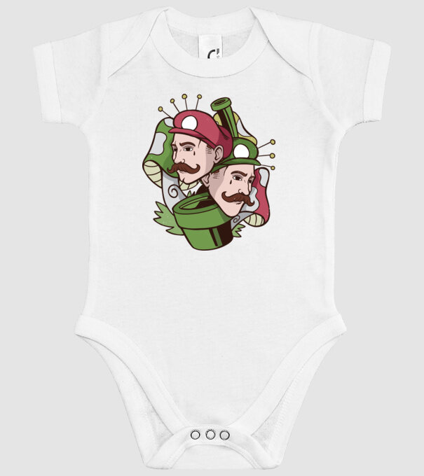 Mario și Luigi model alb pe tricou
