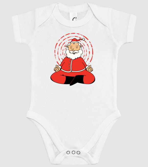 Moș Crăciun meditând model alb pe tricou