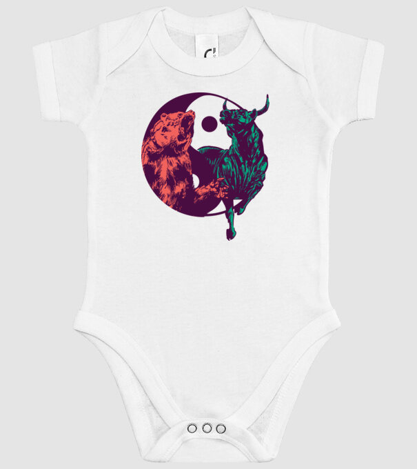 Medve Bika Yin Yang model alb pe tricou