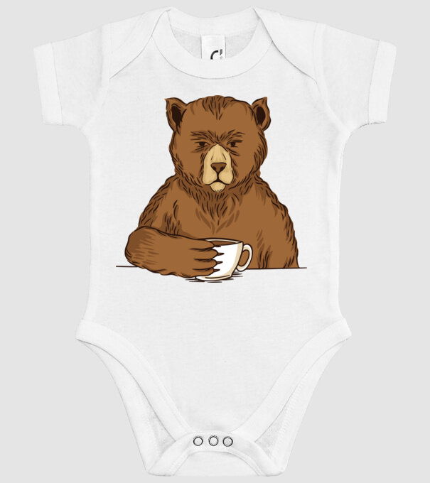 Urs cu cafea model alb pe tricou