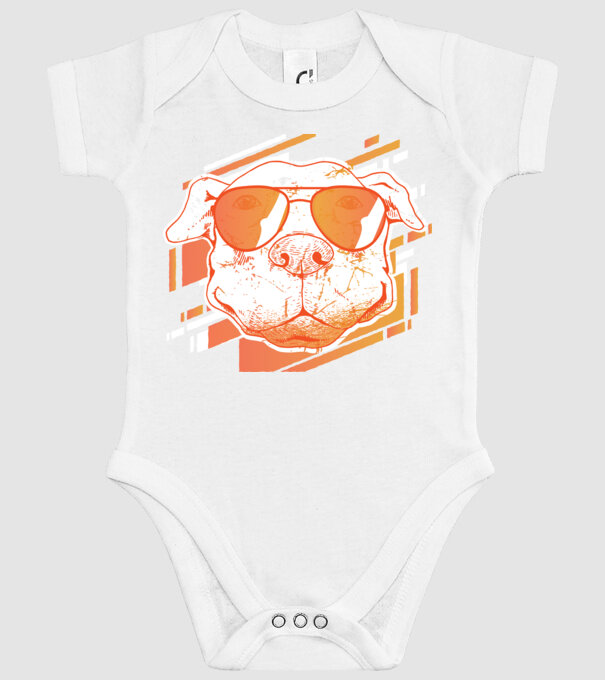Pitbull Cool în ochelari de soare model alb pe tricou