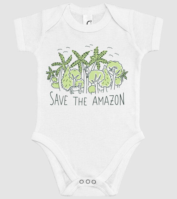 Salvează Pădurea Amazoniană model alb pe tricou