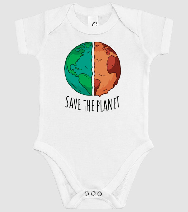 Salvați planeta model alb pe tricou