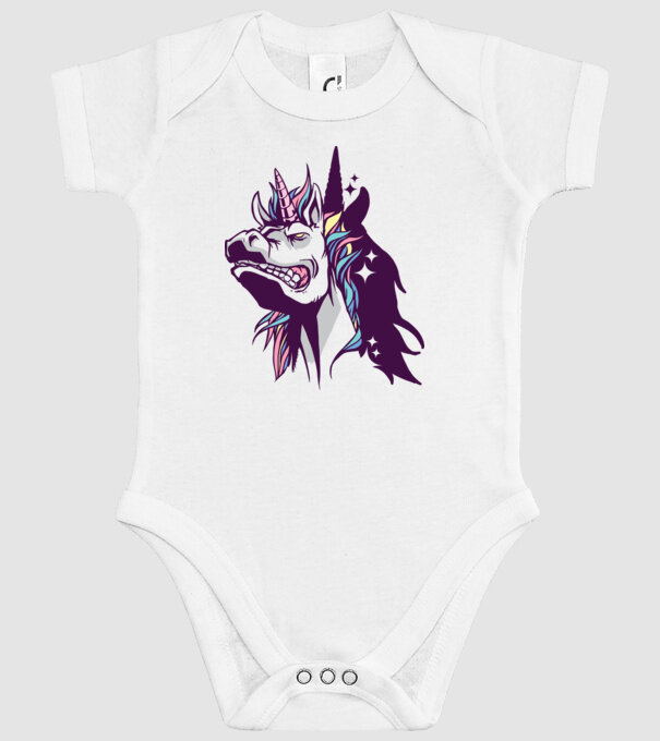 Unicorn supărat model alb pe tricou