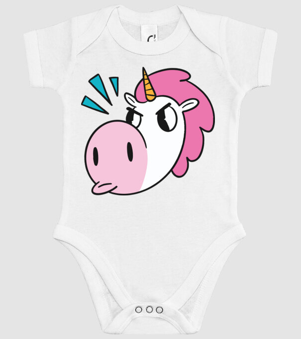 Unicorn supărat model alb pe tricou