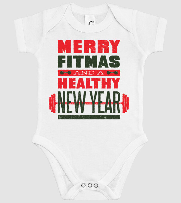 Merry Fitmas and a Healthy New Year tricou amuzant antrenament model alb pe tricou