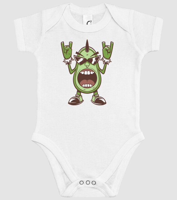 Avocado Metal model alb pe tricou