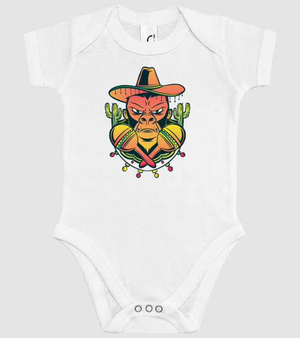 Gorila mexicană model alb pe tricou