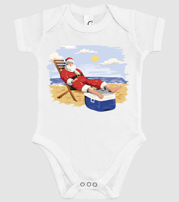 Moș Crăciun În vacanță model alb pe tricou