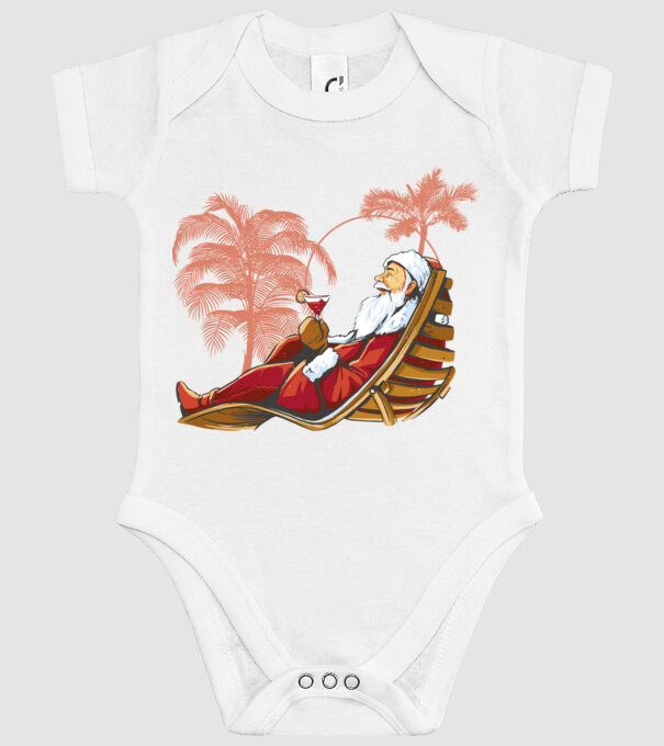 Moș Crăciun În vacanță model alb pe tricou