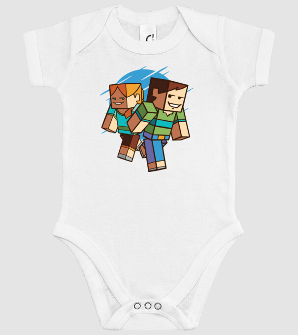 Caractere Minecraft model alb pe tricou