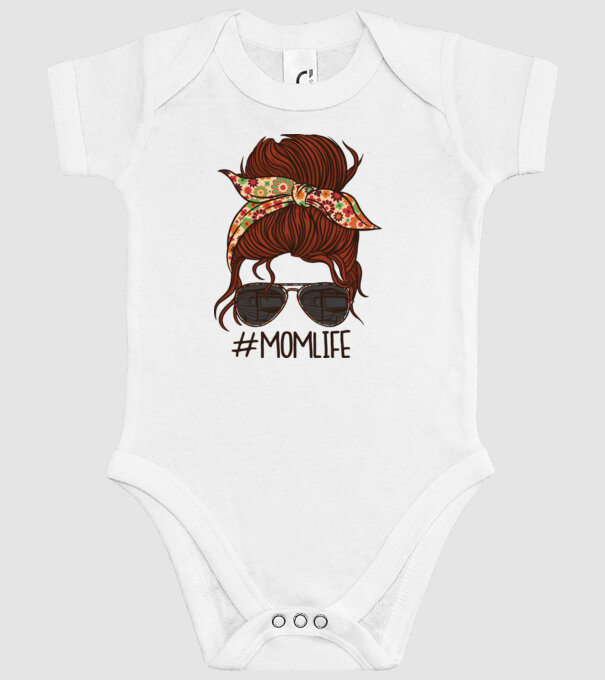Momlife Hashtag model alb pe tricou