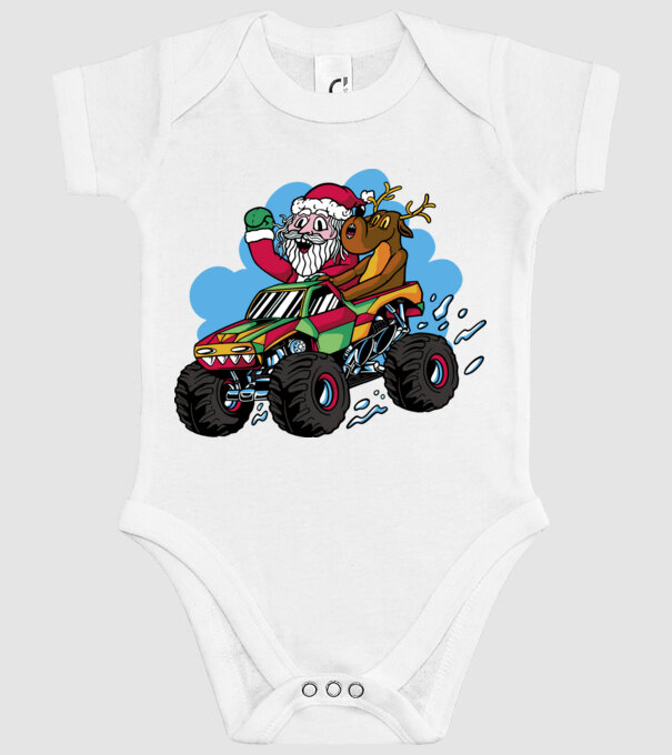 Monster Truck Moș Crăciun model alb pe tricou
