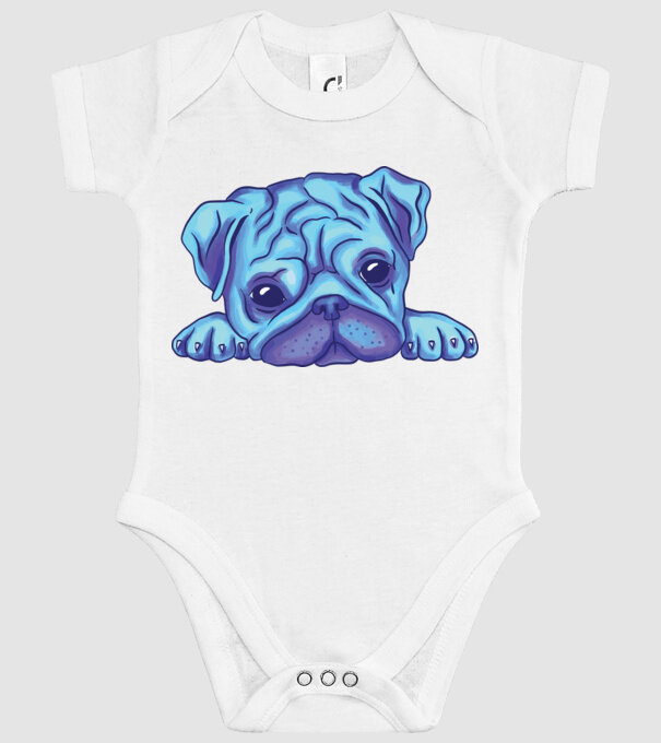 Cap de Mops acuarelă model alb pe tricou