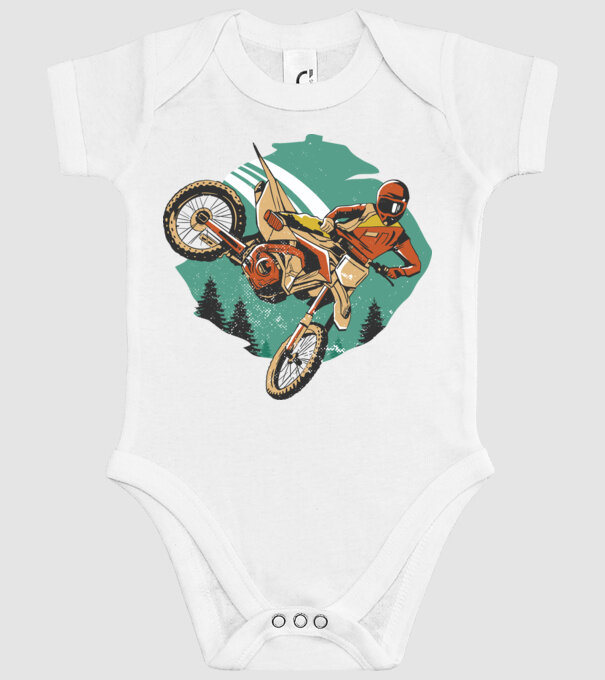 Motociclist motocros model alb pe tricou