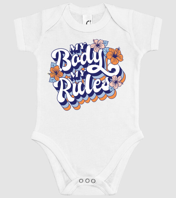 My Body My Rules model alb pe tricou