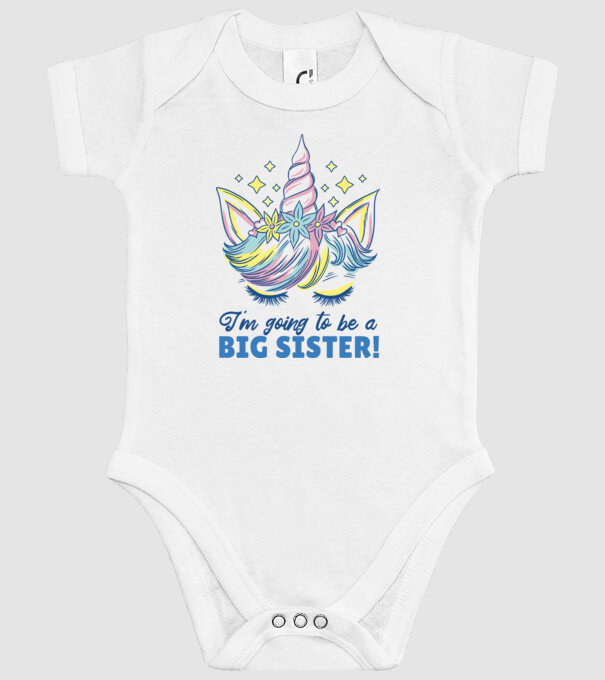 O să fiu un frate mai mare Unicorn model alb pe tricou
