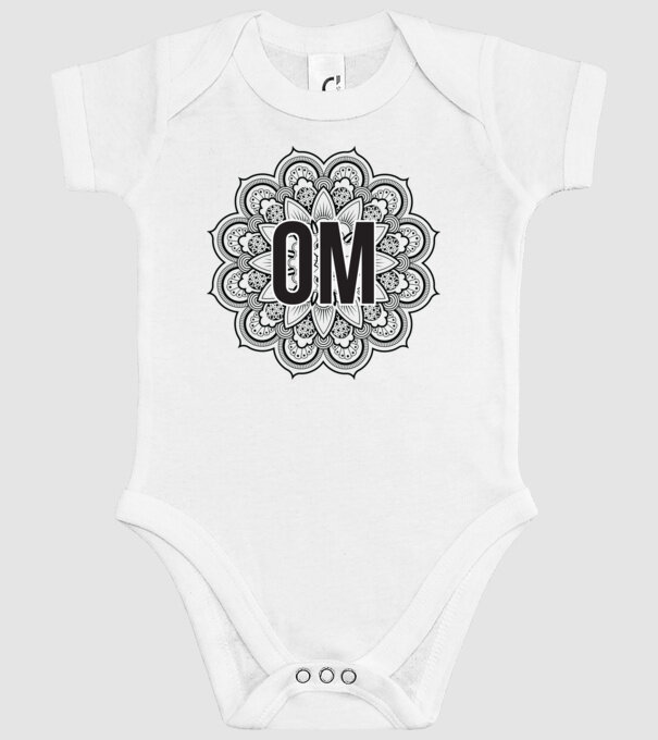 OM Mandala model alb pe tricou