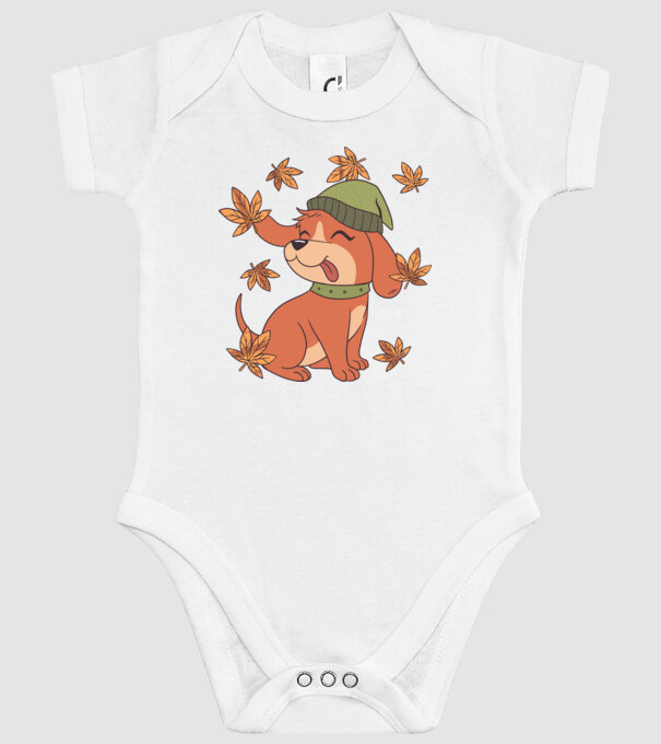 Câine Toamna model alb pe tricou