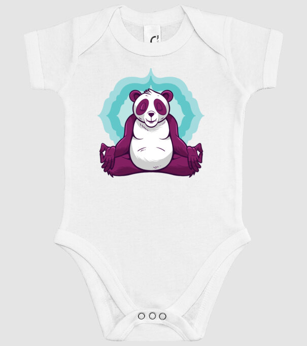 Panda Meditație model alb pe tricou