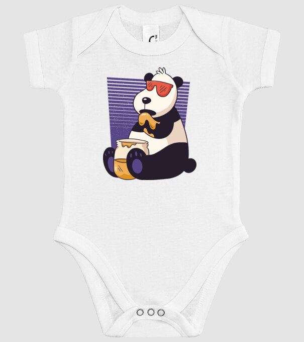 Panda cu miere model alb pe tricou
