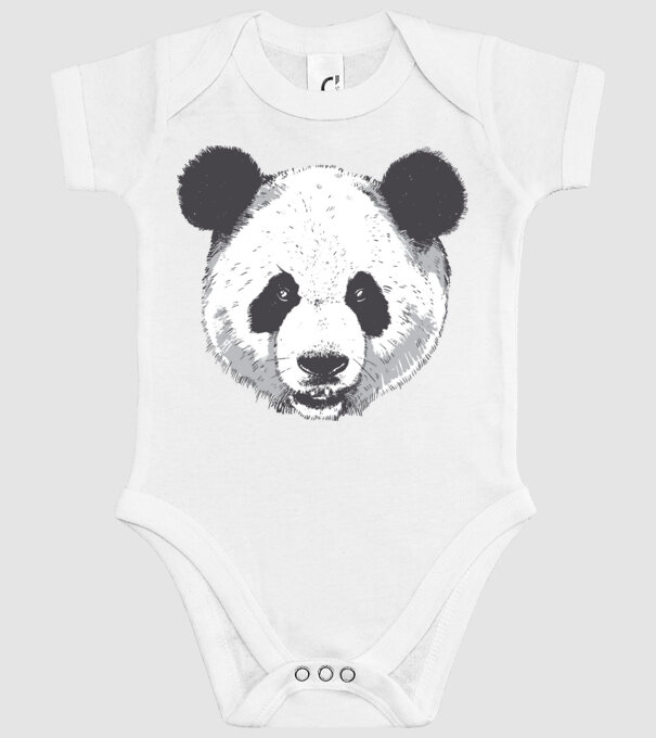 Cap de panda model alb pe tricou