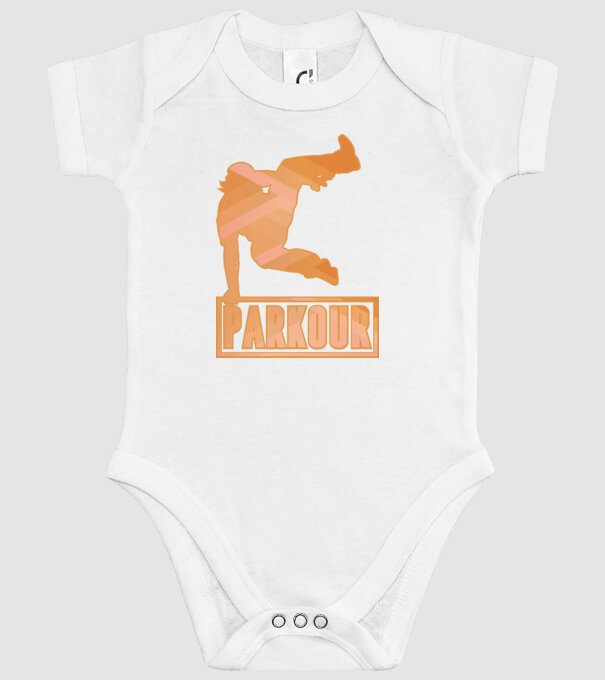 Tricou Parkour cu inscripție model alb pe tricou