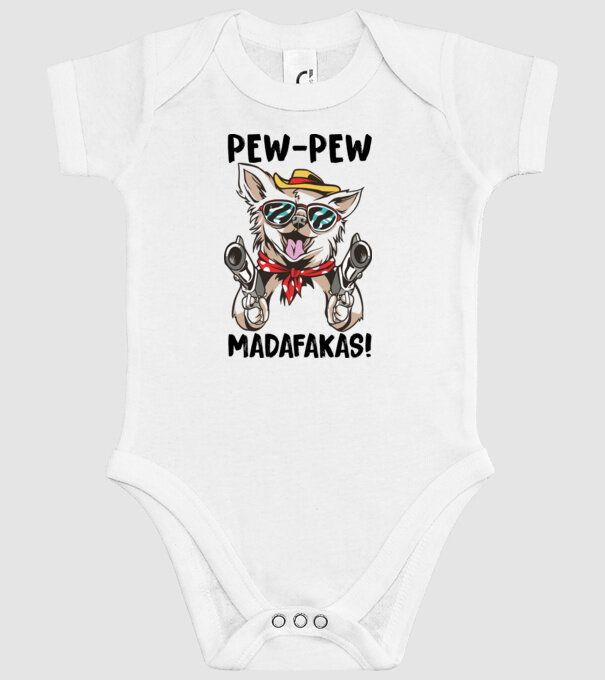 Pew Pew Pew Madafakas Chivava alb model alb pe tricou