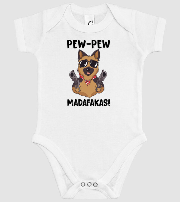 Pew Pew Pew Madafakas Ciobănesc german alb model alb pe tricou