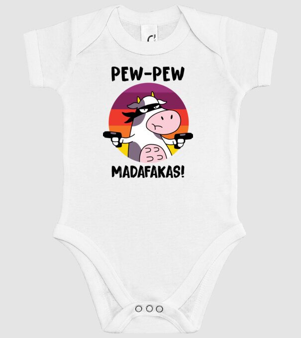 Pew Pew Pew Madafakas Vacă alb model alb pe tricou
