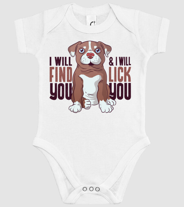 Pitbull - I will find you and I will lick you model alb pe tricou