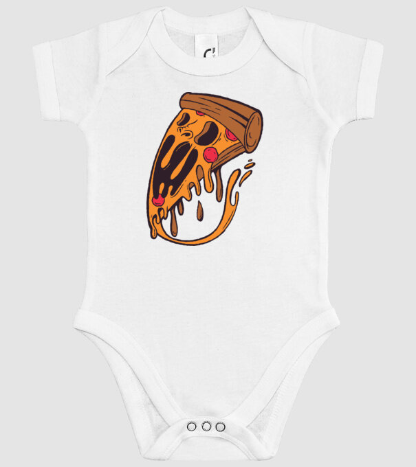 Pizza Horror model alb pe tricou