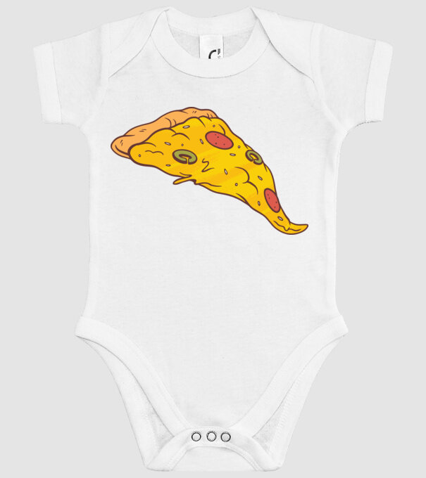 Felie de pizza Cuplu model alb pe tricou